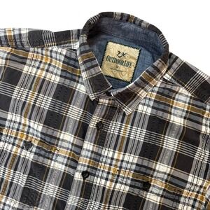 OUTDOOR LIFE Button Up Shirt Mens Medium Short Sleeve Plaid Casual‎ Cotton